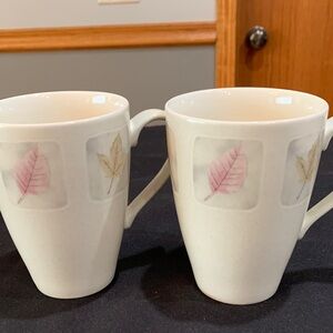 Mikasa Woodland High-Fired Leaf Motif Mugs. Set of 2.